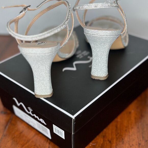 NINA Anna Sandal Heel True Silver Luna Shine 10M - Picture 4 of 7